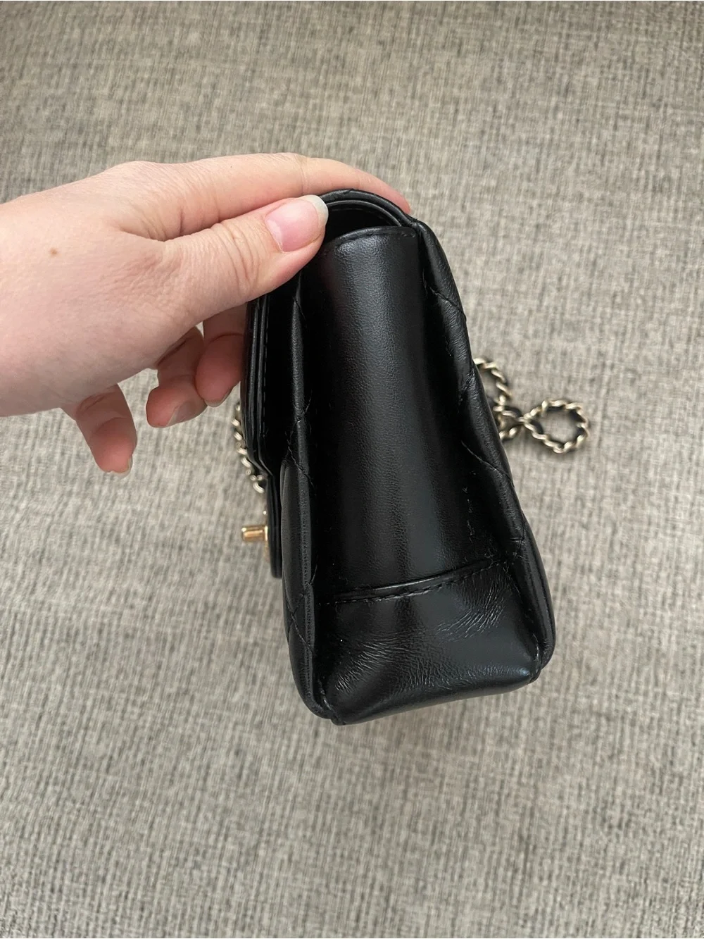 CHANEL Black Quilted Leather Top-Handle Crossbody with Gold Hardware